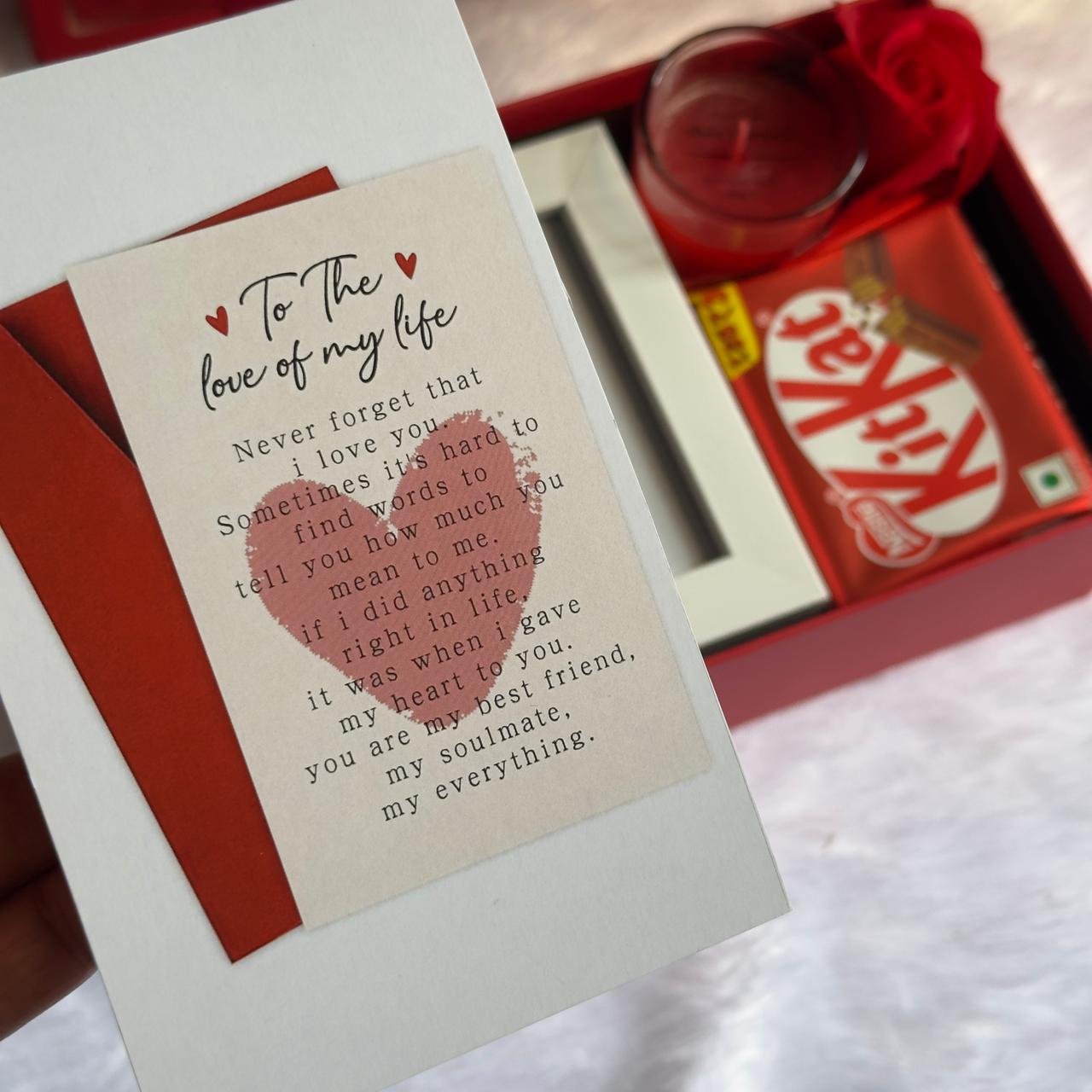 Candle, Photo Frame, KitKat & Flowers Gift Hamper